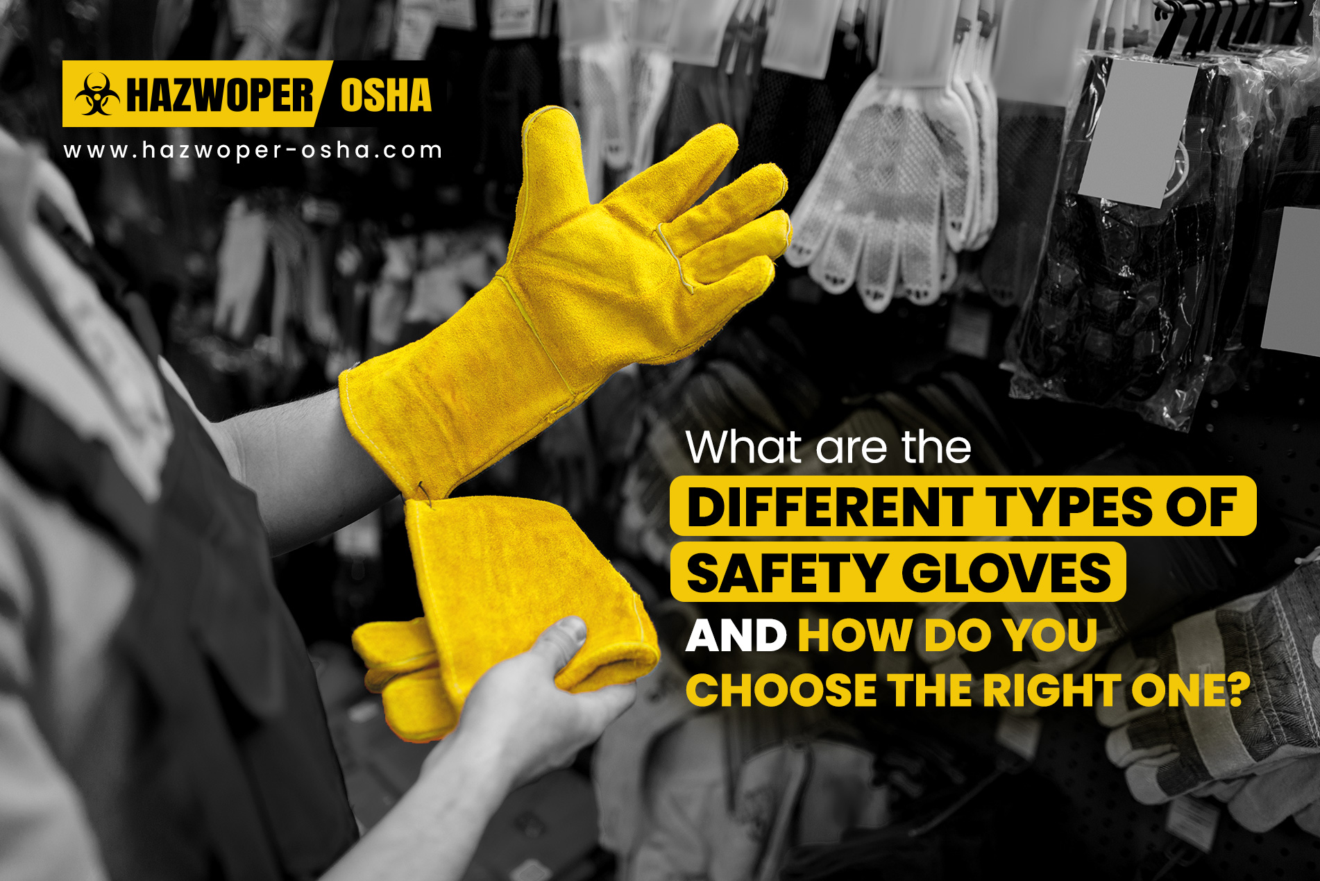 A worker wearing his safety glove.